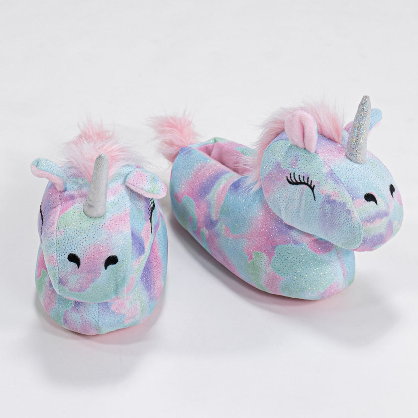 Pantoufles licorne multicolores pour enfants taille 27 36