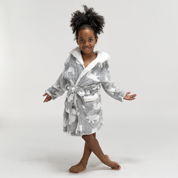 Peignoir en Polaire Imprimé Ours Polaire pour Enfants Fabric Close-up Image