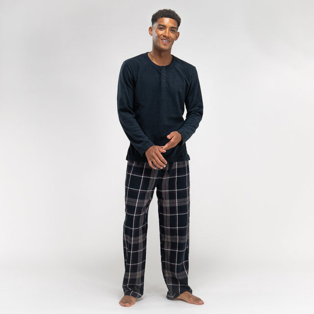 Pyjama à Carreaux Bleu Marine pour Hommes 01