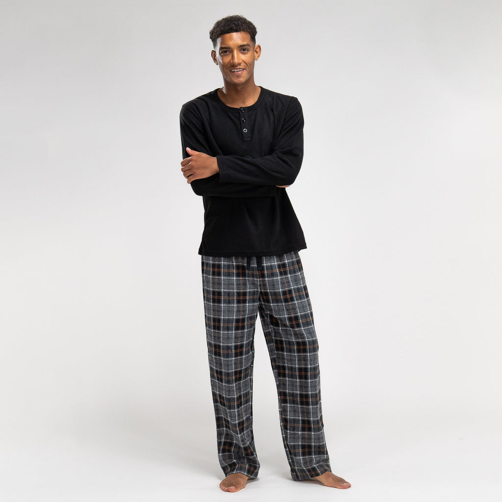 Pyjama à Carreaux Noir pour Hommes 02