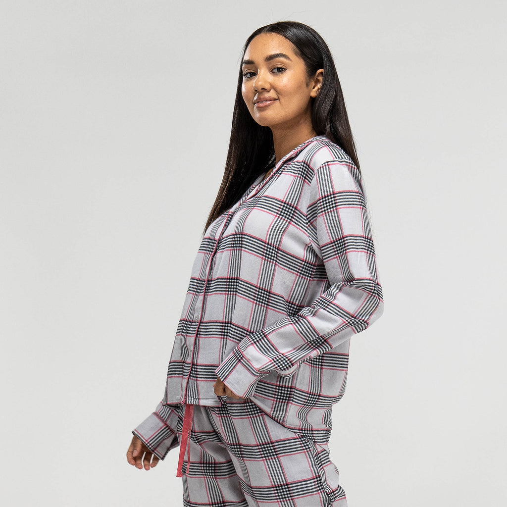 Pyjama en Coton à Carreaux Rose pour Femmes 03