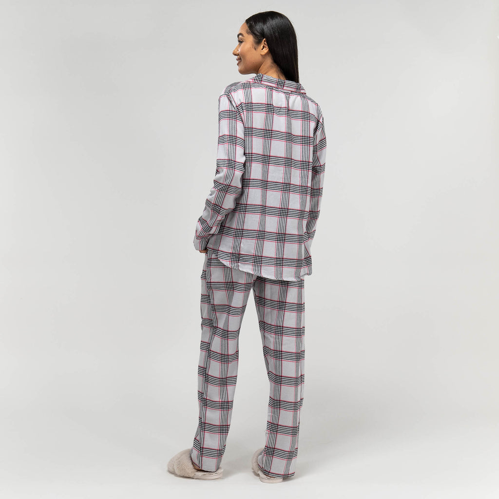 Pyjama en Coton à Carreaux Rose pour Femmes 06
